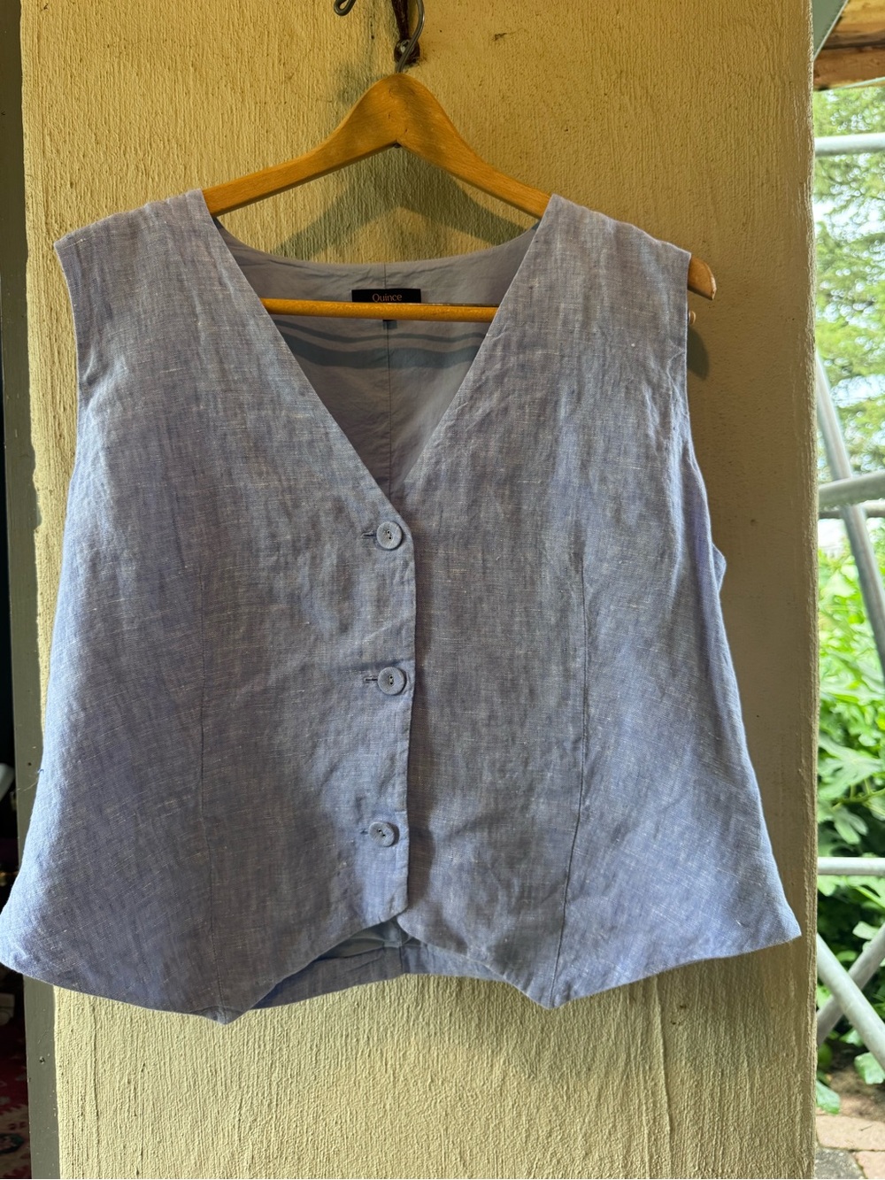 Quince 100% European Linen Vest in French Blue